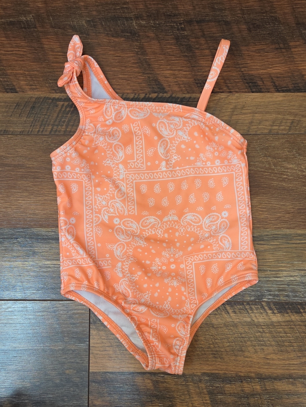Wonder Nation Orange Bandana Print One Piece Swimsuit, Size 2T